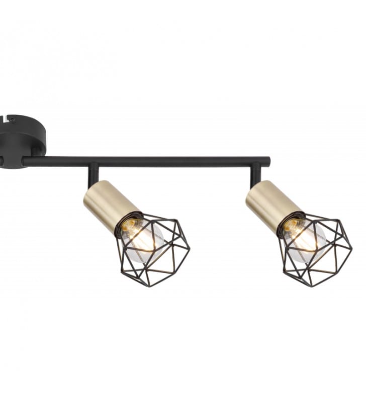 Lampa sufitowa Xara I 4 czarne druciane klosze diamenty wykończenie mosiądz antyczny metal loft