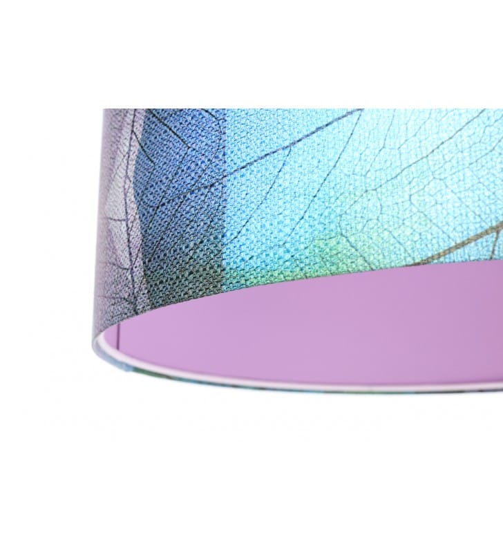 Lampa wisząca Zibu1 abażur z kolorowej tkaniny strukturalnej do jadalni nad stół do salonu sypialni fioletowy środek