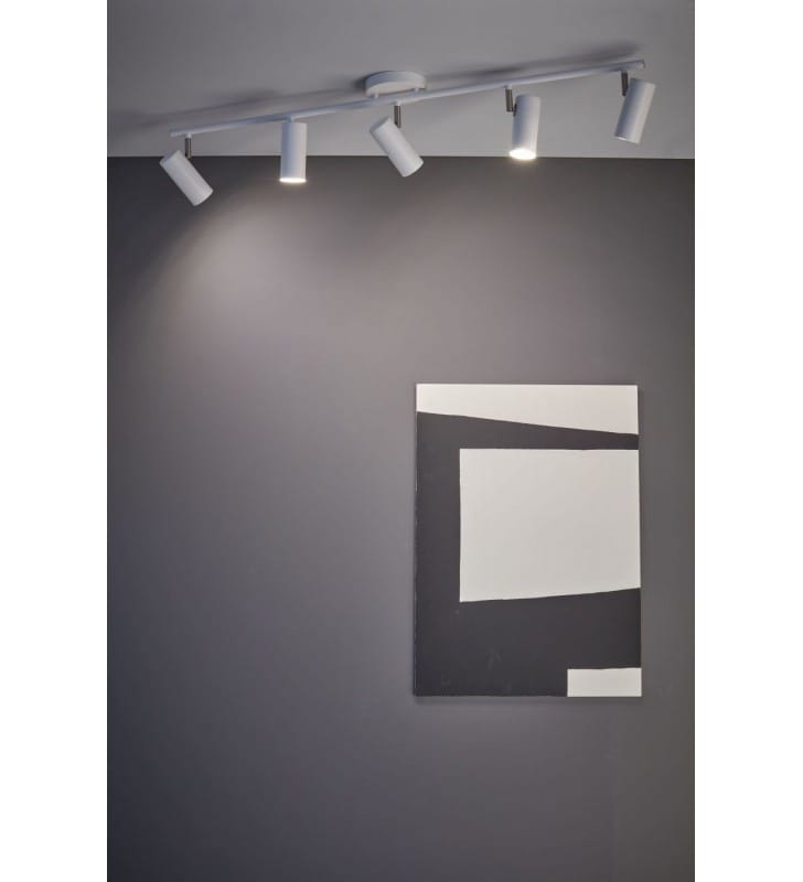 Listwa sufitowa Barcelona biała 5 ruchomych reflektorków metal do pokoju młodzieżowego sypialni kuchni salonu