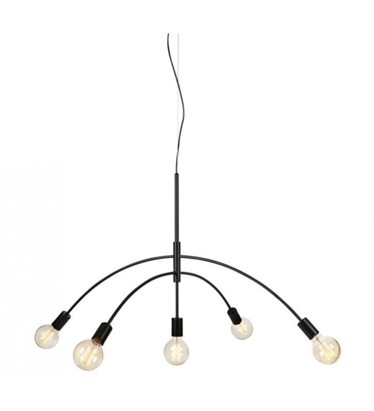 Duża lampa wisząca żyrandol Crux czarna nowoczesna 5 ramienna bez kloszy do salonu do jadalni nad stół