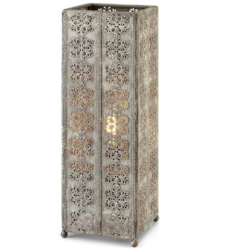 Metalowa lampa na komodę w stylu orientalnym Agra szara 33cm