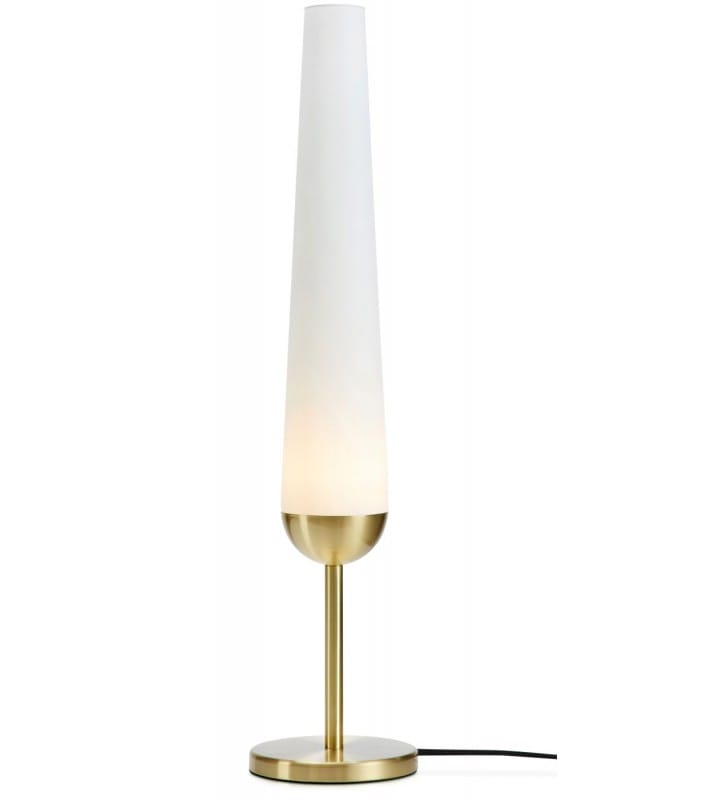 Lampa stołowa Bern mosiądz biały wysoki smukły klosz- OD RĘKI