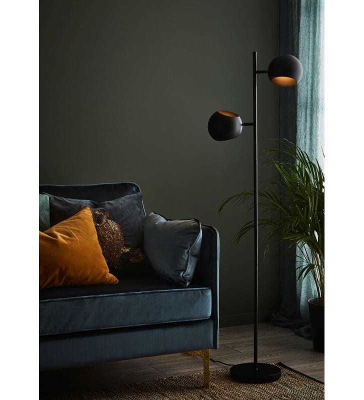 Lampa podłogowa Edgar metal czarna 2 klosze styl nowoczesny do salonu sypialni pokoju młodzieżowego