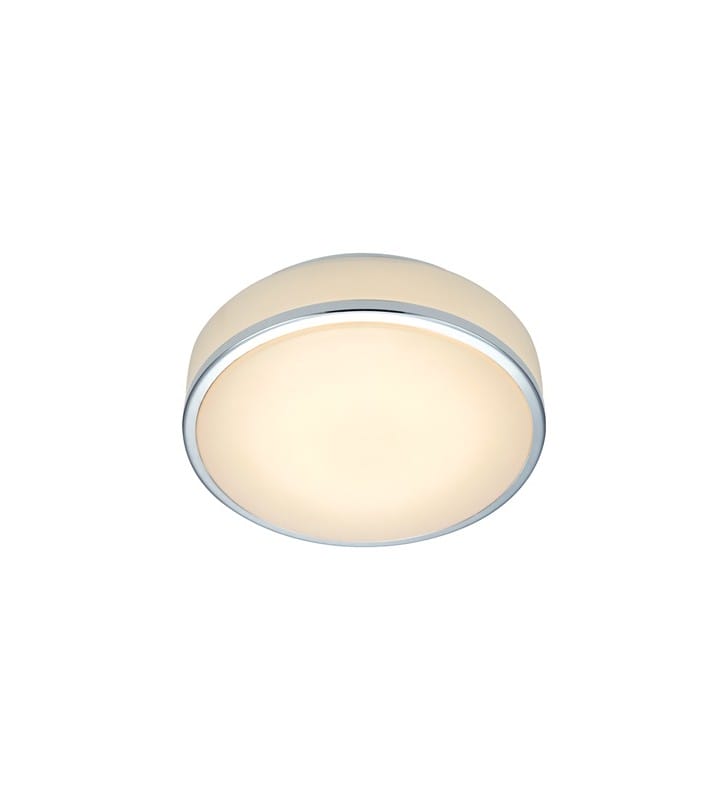 Mały plafon łazienkowy Global LED 21cm z tworzywa biały z chromowanym wykończeniem