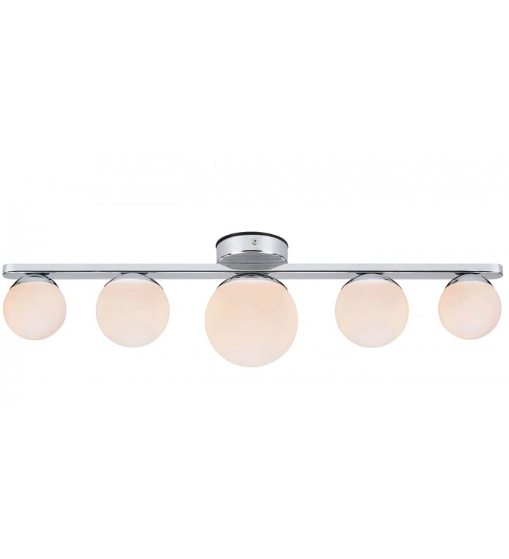 Łazienkowa lampa ścienno sufitowa Puro chrom 5 szklanych okrągłych kloszy