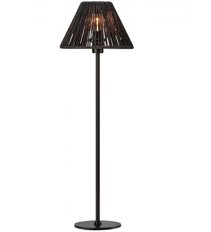Wysoka czarna lampa stołowa na komodę Corda 61cm metal papierowa linka
