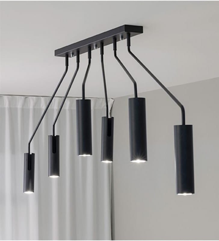 Czarna 6 pkt lampa sufitowa Ramus metal duża ruchome ramiona do sypialni salonu pokoju młodzieżowego