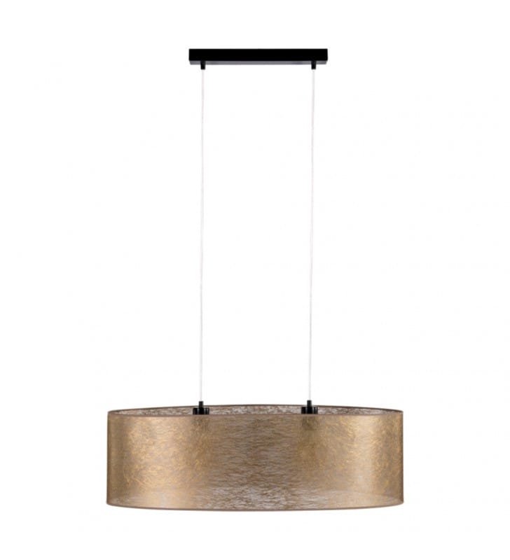 Złota lampa wisząca z abażurem Nevoa owalna do jadalni nad stół 2xE27
