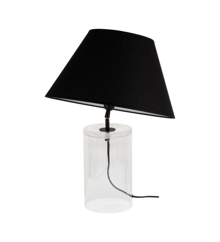 Lampka nocna stołowa ze szklaną podstawą i abażurem Dove czarny przezroczysty