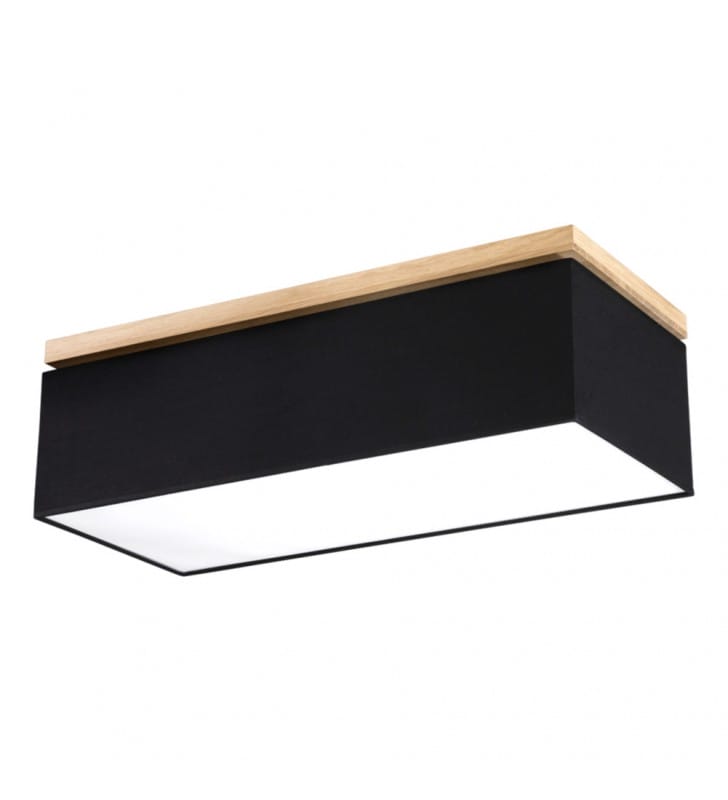 Duży prostokątny czarny plafon Vertiga abażur drewno dębowe do salonu sypialni 4xE27
