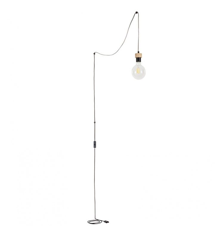 Lampa wisząca Clarte pojedyncza długi kabel z wtyczką i włącznikiem oprawka bez klosza do salonu sypialni jadalni kuchni