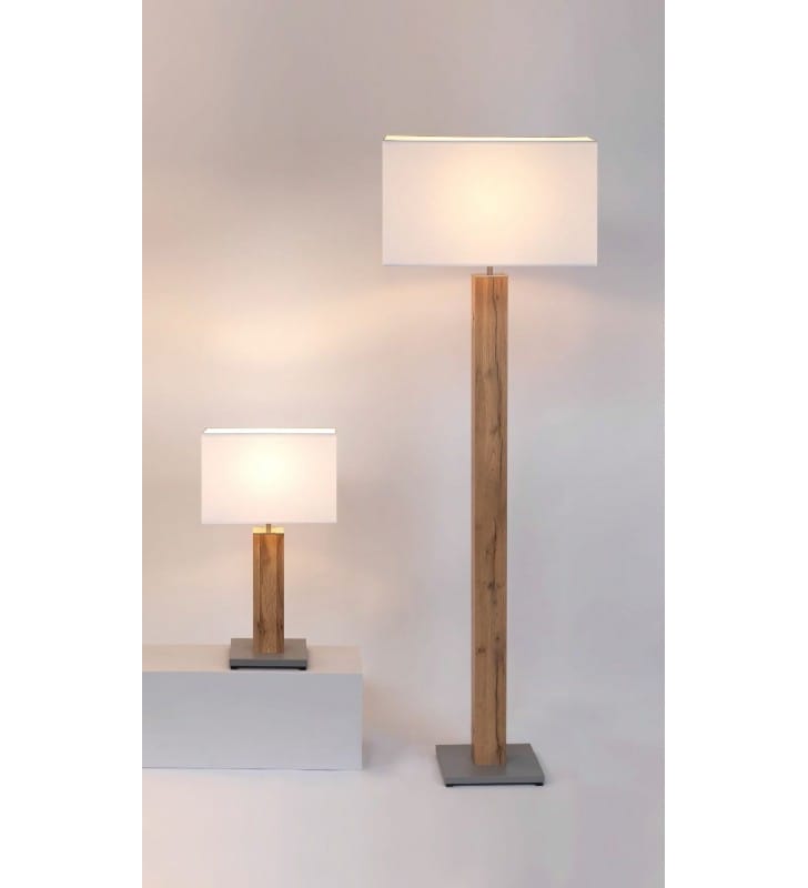 Lampa podłogowa Milano drewniana podstawa prostokątny biały abażur do salonu sypialni