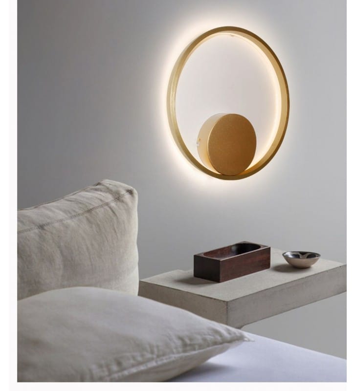 Nowoczesny złoty kinkiet LED Halo 40cm obręcz do sypialni salonu kuchni na przedpokój