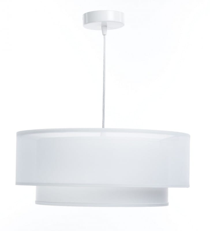 Biała lampa wisząca Lisa z dwuwarstwowym abażurem 50cm do sypialni salonu