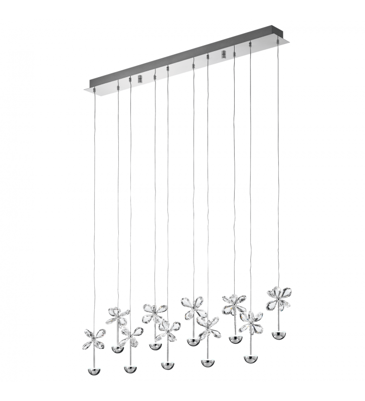 Lampa wisząca Pianopoli listwa ze zwisającymi kryształowymi kwiatuszkami