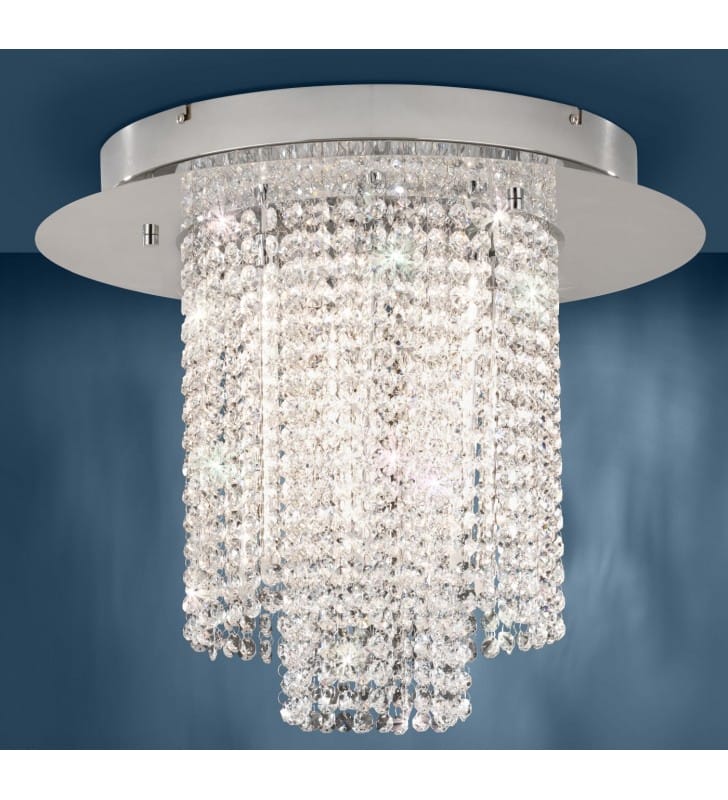 Okrągły plafon sufitowy z kryształami Vilalones LED 50cm styl glamour