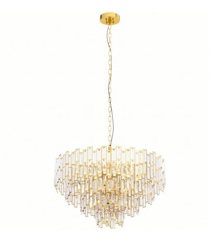 Kryształowa mosiężna lampa wisząca Calmeilles1 na łańcuchu do dużych pomieszczeń 10xE14 Eglo glamour