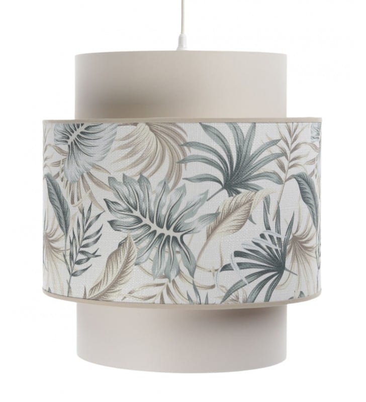 Lampa wisząca Demeter abażur kremowy z roślinnym wzorem styl boho do salonu sypialni jadalni