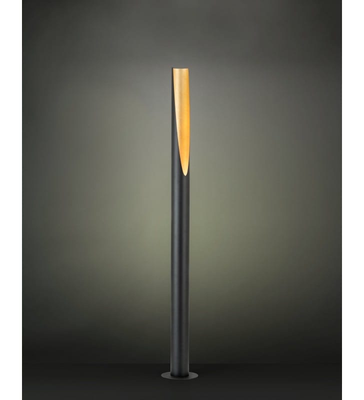 Czarno złota lampa stojąca tuba Prebone nowoczesna minimalistyczna forma