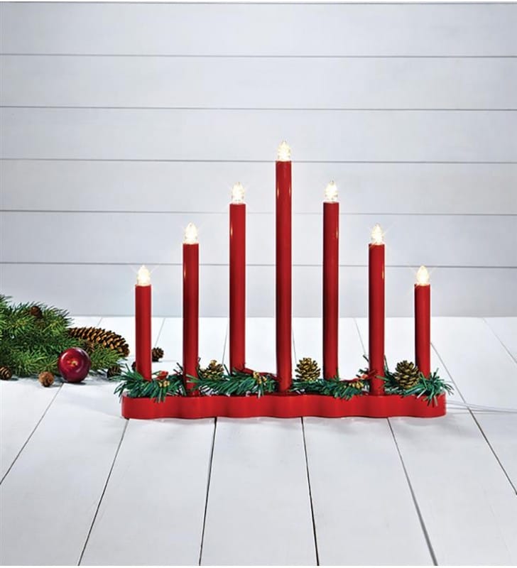 Czerwony świąteczny świecznik 7 płomienny Hol dekoracja na komodę stół