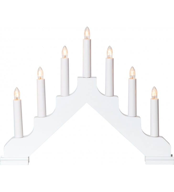 Ada biały świecznik 7 płomienny z drewna dekoracja świąteczna i całoroczna na prąd
