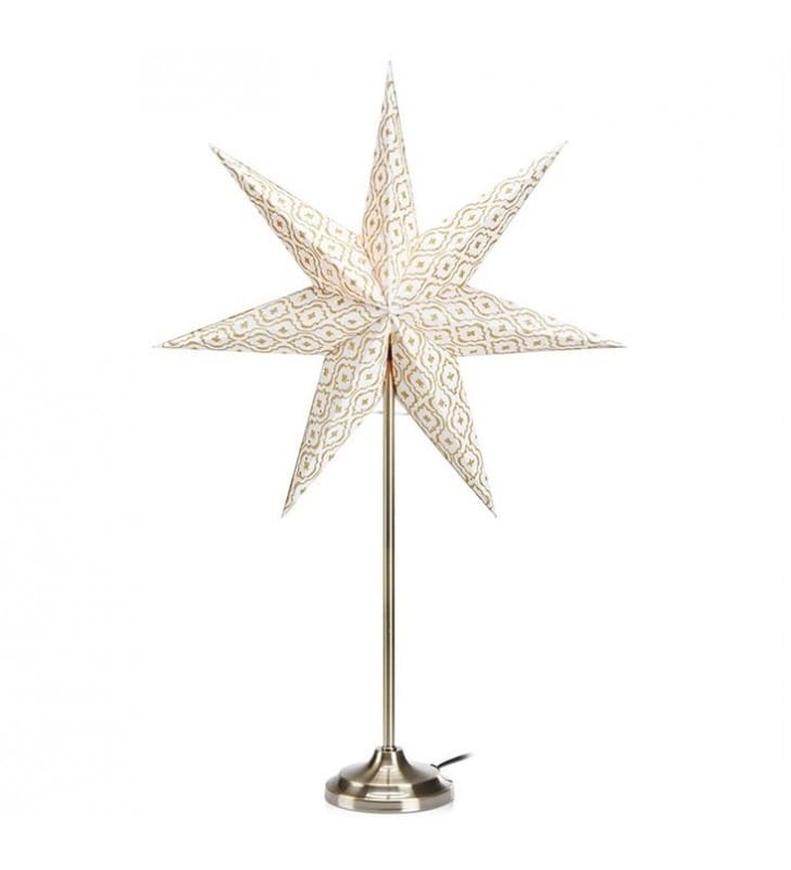 Lampa stojąca Baroque abażur gwiazda biało złota podstawa metal patyna dekoracja bożonarodzeniowa