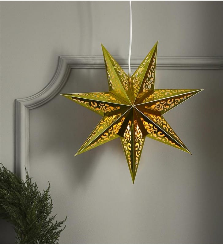 45cm dekoracyjna złota papierowa gwiazda Vallby świąteczna lampa wisząca