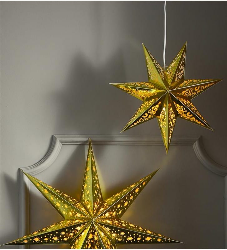 Złota gwiazda z oświetleniem Vallby 75cm dekoracja świąteczna okienna Markslojd