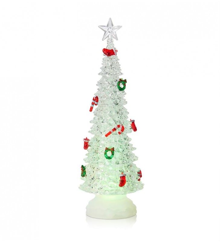 Podświetlana dekoracja świąteczna na półkę choinka Bro 35cm na baterie