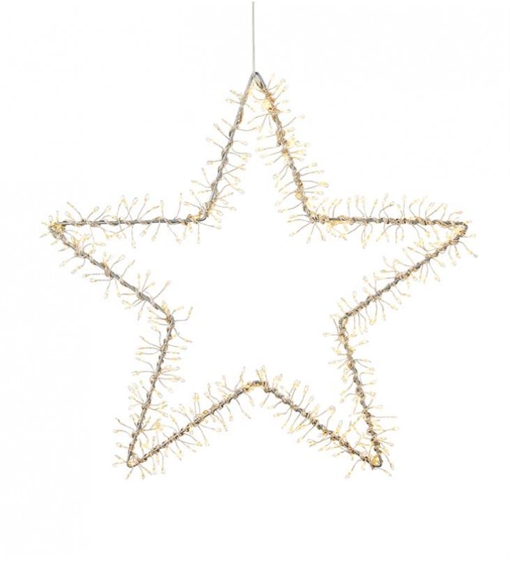 Srebrna 40cm metalowa gwiazda z oświetleniem LED Dazzling świąteczna dekoracja wisząca