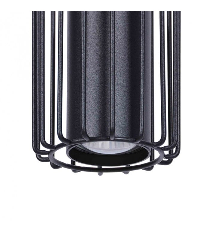 Lampa wisząca Falcon czarna pojedyncza druciany klosz tuba 1xGU10