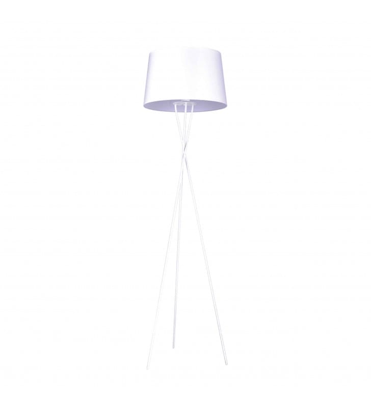 Biała lampa stojąca Remi White 3 nogi abażur z materiału do salonu sypialni