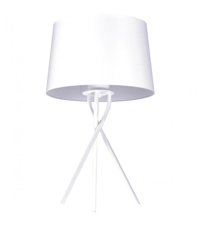 Lampa stołowa Remi White białe metalowe 3 nogi abażur stożek włącznik na kablu