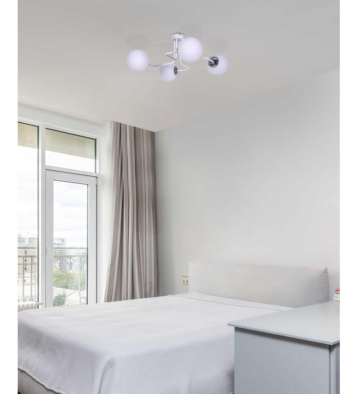 Biała 4 pkt lampa sufitowa Bari 4 szklane kule do salonu sypialni na przedpokój