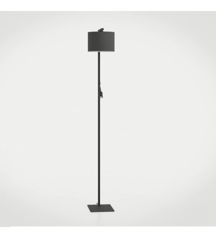 Stojąca czarna lampa podłogowa z ramieniem do czytania Foligno czarny abażur