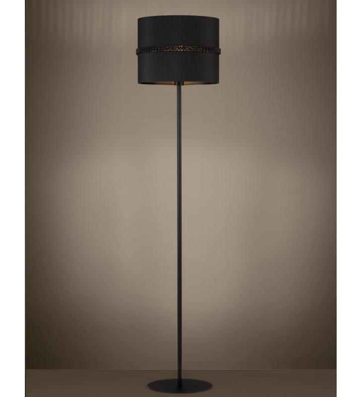 Elegancka stylowa czarna lampa stojąca z dekoracyjnym abażurem Paraguaio szklana ozdoba biżuteryjna