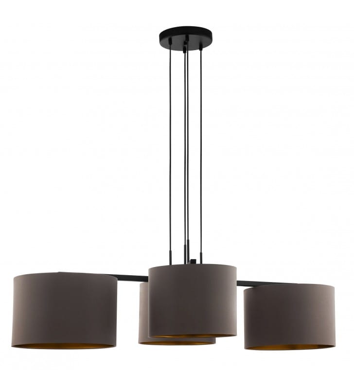 Duża 4 pkt lampa wisząca Honduras abażury cappuccino ze złotym wnętrzem czarne zawieszenie nad stół do jadalni do sypialni