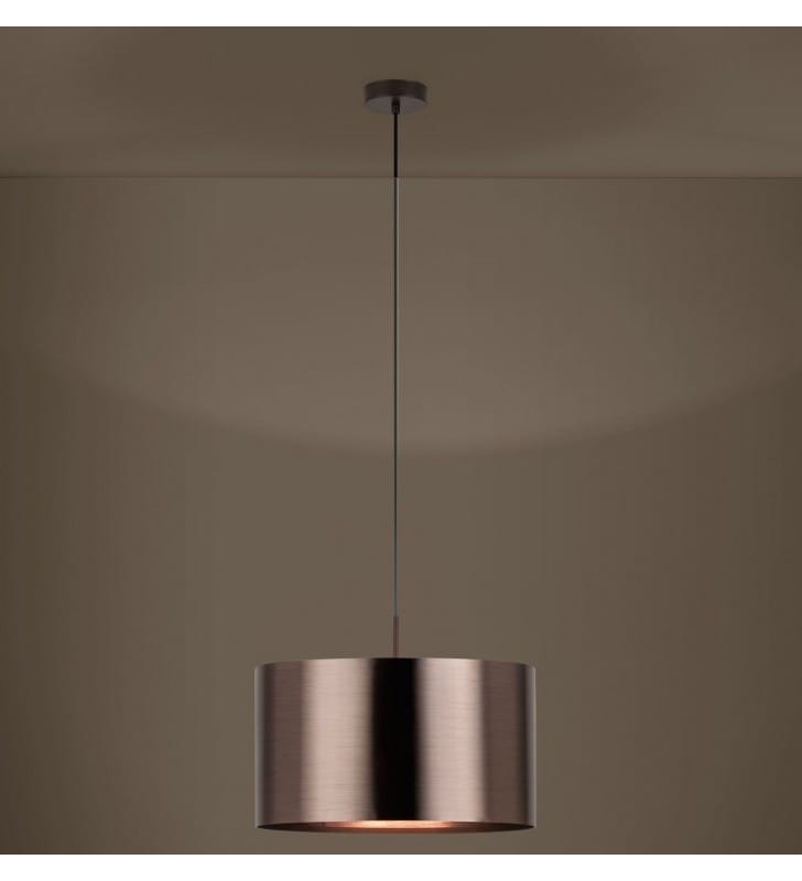 Brązowo miedziana lampa wisząca Saganto1 45cm klosz tworzywo nad stół do jadalni do salonu sypialni