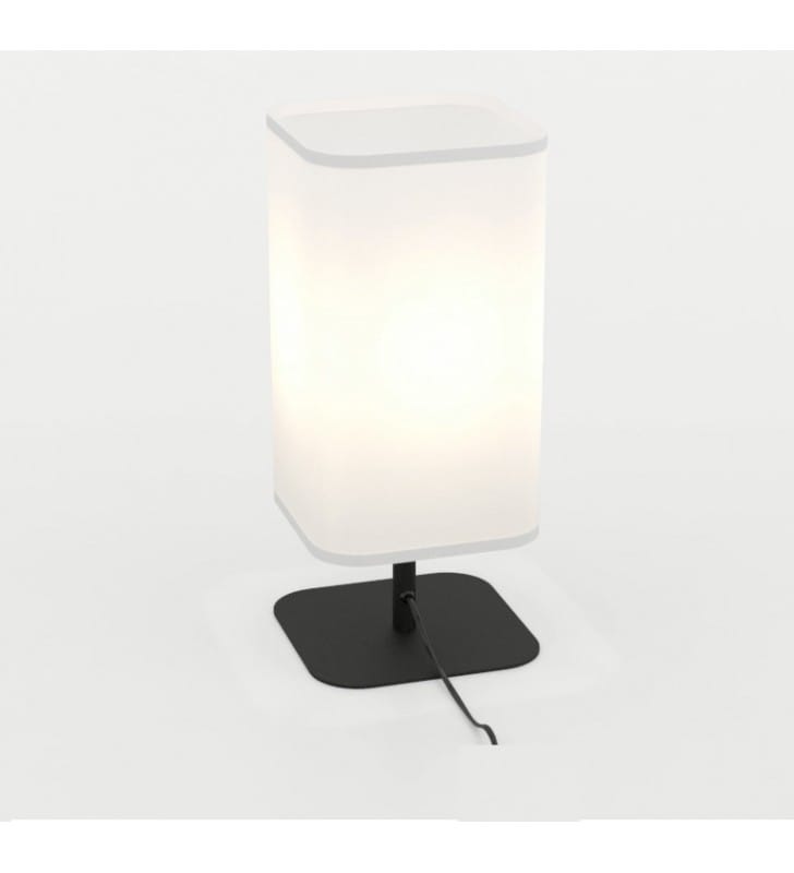 Lampa nocna stołowa Guerima czarna metalowa podstawa biały wysoki abażur