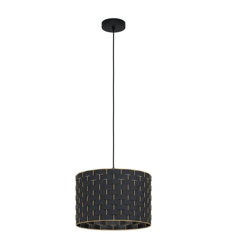 Lampa wisząca do sypialni Marasales czarna abażur przeplatanka z mosiężnym wykończenie 38cm 1xE27 Eglo