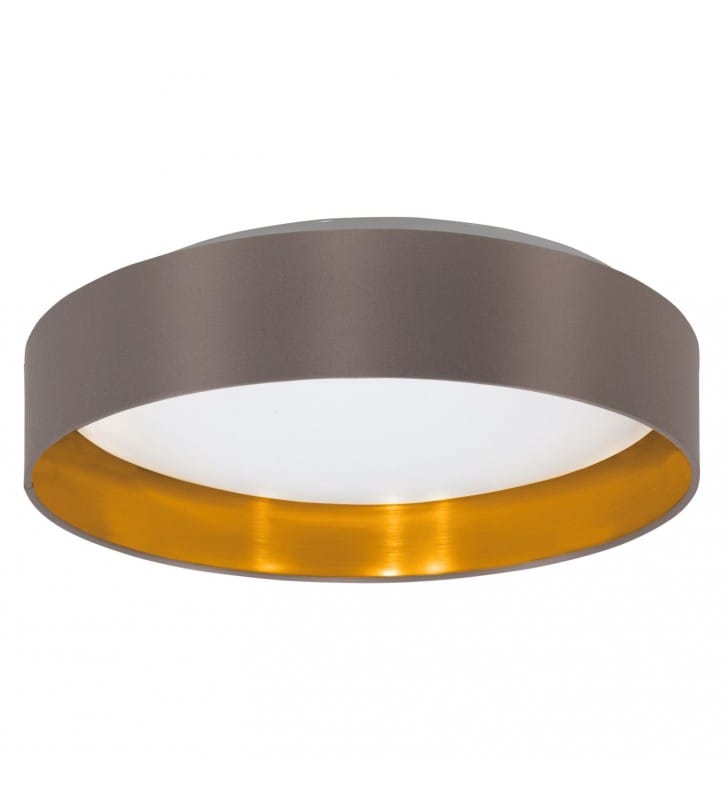 Plafon Maserlo LED 38cm abażur w kolorze cappuccino ze złotym środkiem okrągły