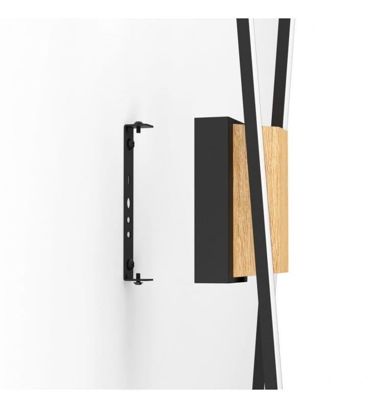 Kinkiet Panagria LED 2 czarne wąskie profile drewno do salonu sypialni kuchni ciepła barwa światła