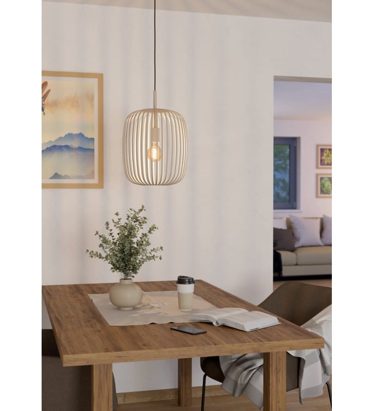 Pojedyncza lampa wisząca do kuchni Romazzina jasna w kolorze piaskowym 1xE27 Eglo