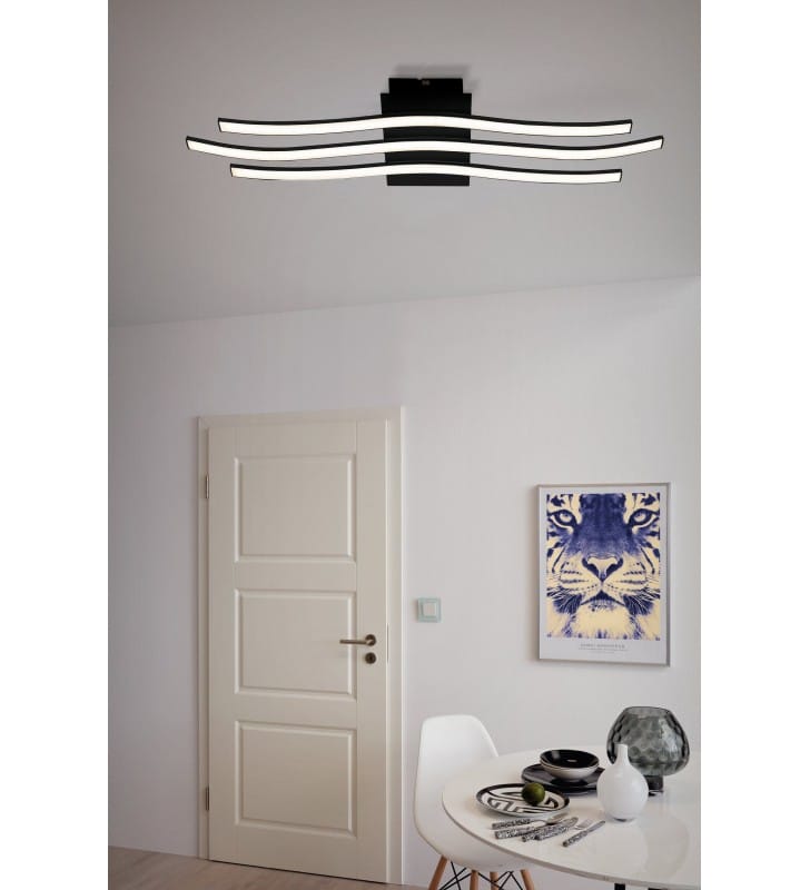 Czarna nowoczesna lampa sufitowa LED Roncade1 3 wąskie profile LED do sypialni
