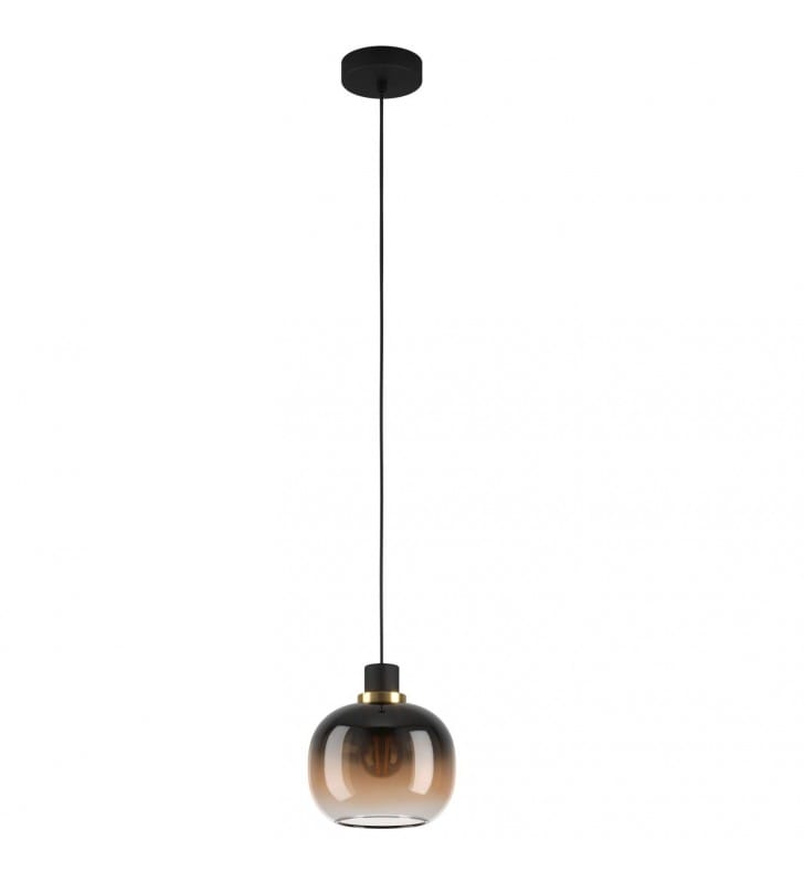 Pojedyncza szklana lampa wisząca Oilella czarny mosiądz cieniowany klosz