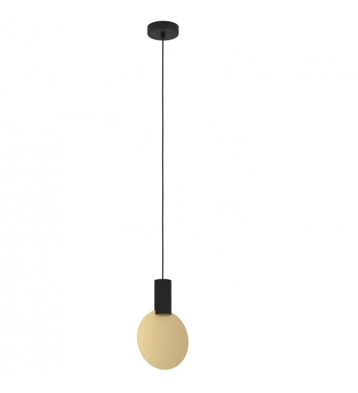 Lampa wisząca Sarona czarna ze złotym dyskiem nowoczesna oryginalna minimalistyczna