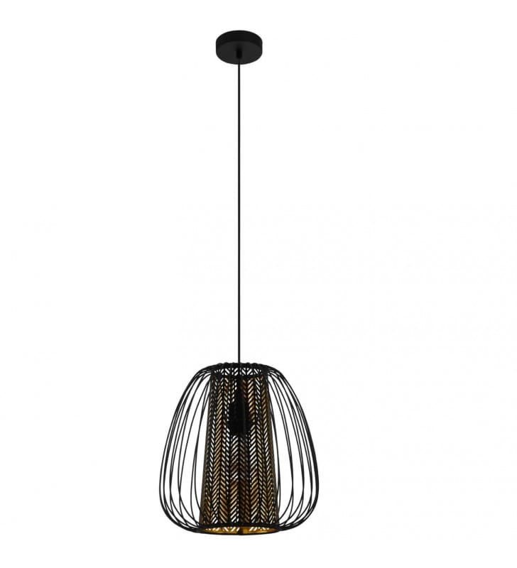 Metalowa czarna lampa wisząca Curasao wewnątrz abażur z tkaniny do sypialni salonu z dekoracyjnym kloszem