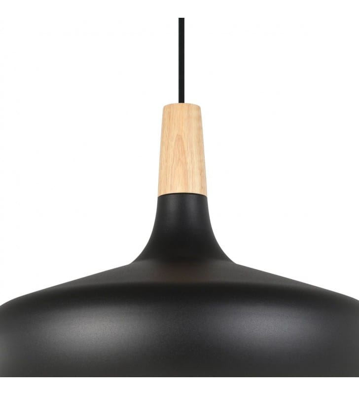 Sabinar czarna lampa wisząca z drewniany wykończeniem metal drewno 40cm nowoczesna Eglo 1xE27