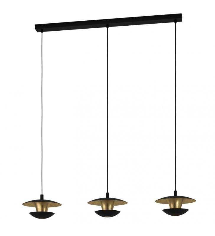 Lampa wisząca Nuvano czarno złota metalowa nad stół wyspę bar 3 zwisy