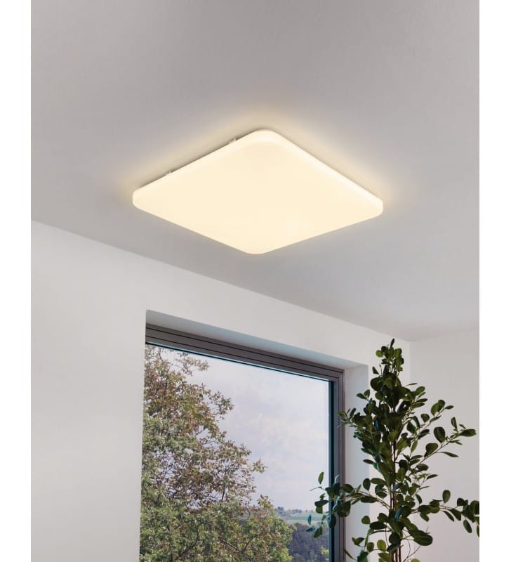 Gładki kwadratowy biały plafon z tworzywa Frania LED 53cm